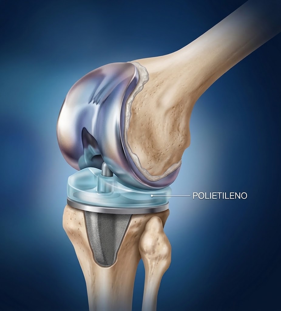 Prótesis total de rodilla, componente de polietileno